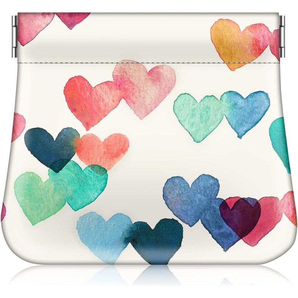 Squeeze Coin Purse, PU Leather Coin Pouch Change Holder for Woman Raining Hearts